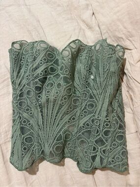 Sage Green Lace Strapless corset Top